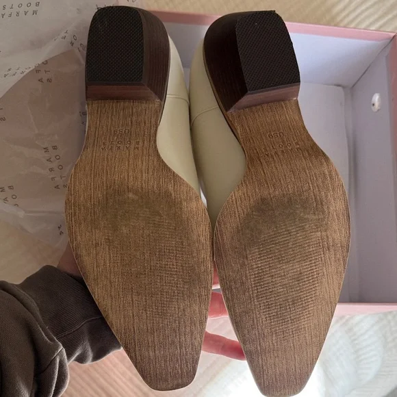 Marfa Cream and Blue Ankle Boots with Bow Detail - Picture 4 of 13